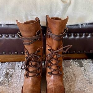 Freebird by SteveN BRO CABOOSE Leather ZIPPER AND LACES Boots. RARE NEW Size 6